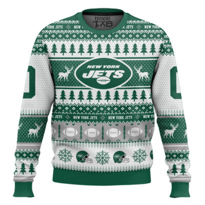 Hooktab New York Jets - Custom Name And Number Ugly Sweater