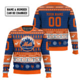 Hooktab New York Mets - Custom Name And Number Ugly Sweater
