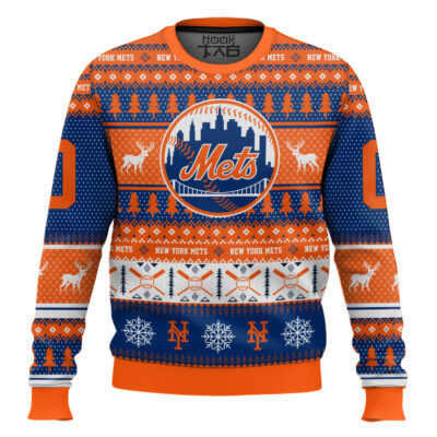 Hooktab New York Mets - Custom Name And Number Ugly Sweater