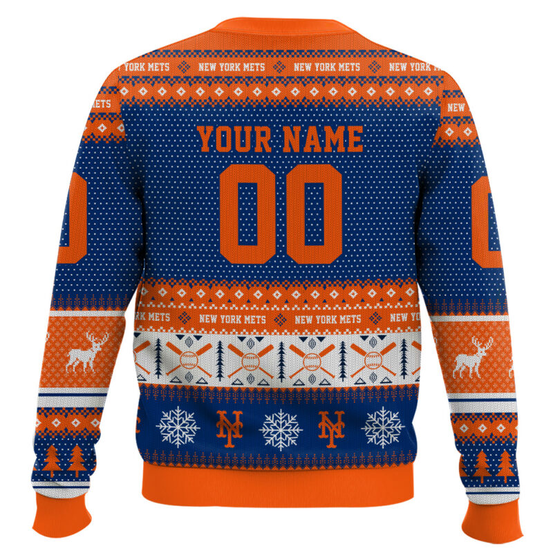 Hooktab New York Mets - Custom Name And Number Ugly Sweater Hooktab New York Mets - Custom Name And Number Ugly Sweater