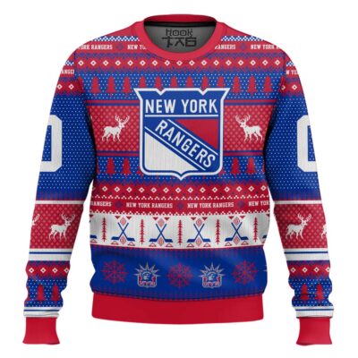 Hooktab New York Rangers - Custom Name And Number Ugly Sweater