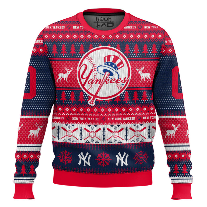 Hooktab New York Yankees - Custom Name And Number Ugly Sweater