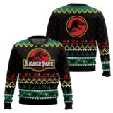 Hooktab Night Gathers Jurassic Park Ugly Christmas Sweater