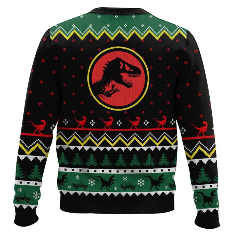 Hooktab Night Gathers Jurassic Park Ugly Christmas Sweater Hooktab Night Gathers Jurassic Park Ugly Christmas Sweater