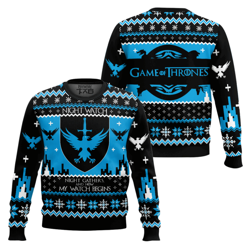 Hooktab Night Watch Game Of Thrones Ugly Sweater Hooktab Night Watch Game Of Thrones Ugly Sweater