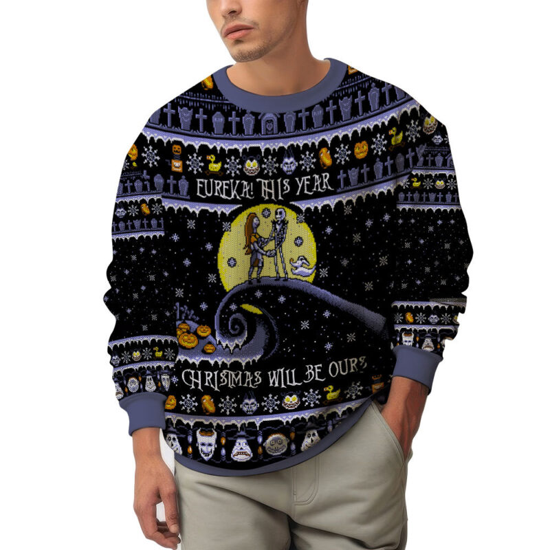 Hooktab Nightmare Before Christmas Eureka This Year Will Be Ours Ugly Christmas Sweater Hooktab Nightmare Before Christmas Eureka This Year Will Be Ours Ugly Christmas Sweater