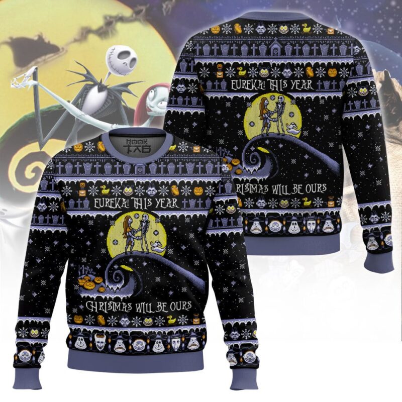 Hooktab Nightmare Before Christmas Eureka This Year Will Be Ours Ugly Christmas Sweater Hooktab Nightmare Before Christmas Eureka This Year Will Be Ours Ugly Christmas Sweater