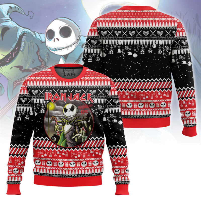 Hooktab Nightmare Before Christmas Iron Jack Ugly Christmas Sweater Hooktab Nightmare Before Christmas Iron Jack Ugly Christmas Sweater