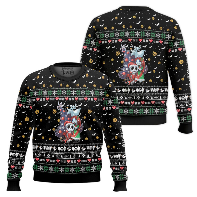 Hooktab Nightmare Before Christmas Jack And Sally Ugly Christmas Sweater Hooktab Nightmare Before Christmas Jack And Sally Ugly Christmas Sweater