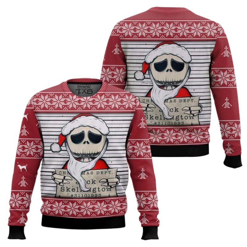 Hooktab Nightmare Before Christmas Jack Dept Skellington Ugly Christmas Sweater Hooktab Nightmare Before Christmas Jack Dept Skellington Ugly Christmas Sweater
