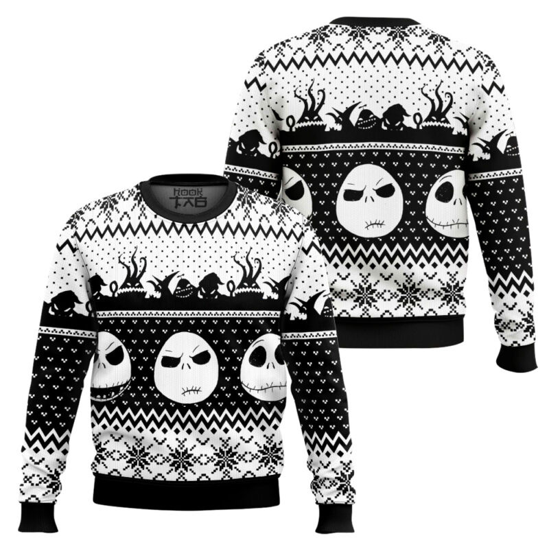Hooktab Nightmare Before Christmas Jack Skellington Ugly Christmas Sweater Hooktab Nightmare Before Christmas Jack Skellington Ugly Christmas Sweater