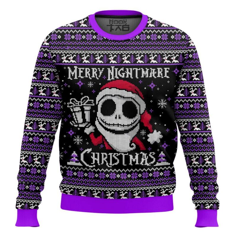 Hooktab Nightmare Before Christmas Merry Nightmare Ugly Christmas Sweater