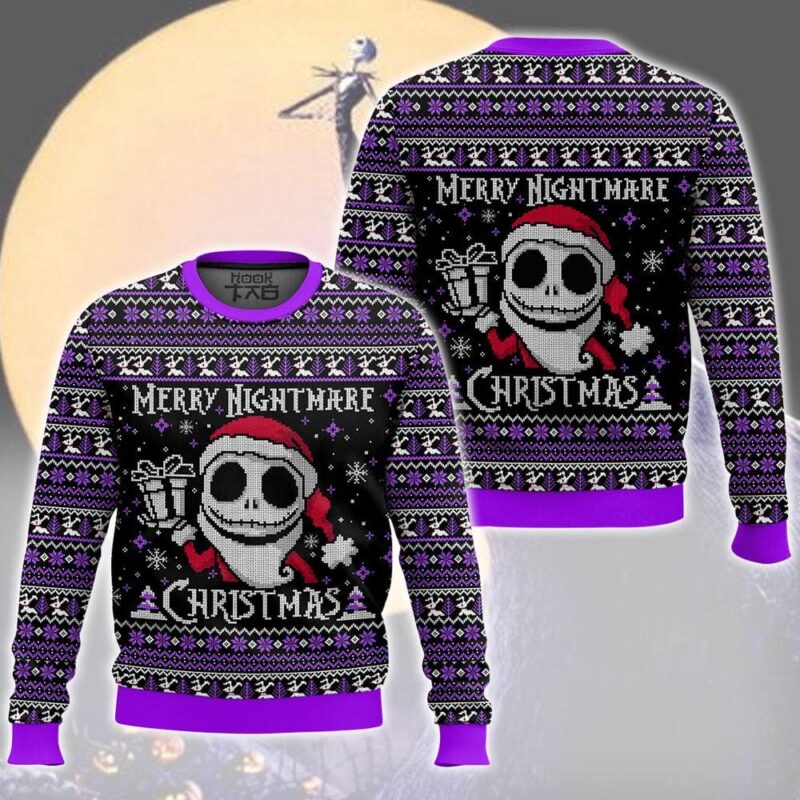 Hooktab Nightmare Before Christmas Merry Nightmare Ugly Christmas Sweater Hooktab Nightmare Before Christmas Merry Nightmare Ugly Christmas Sweater