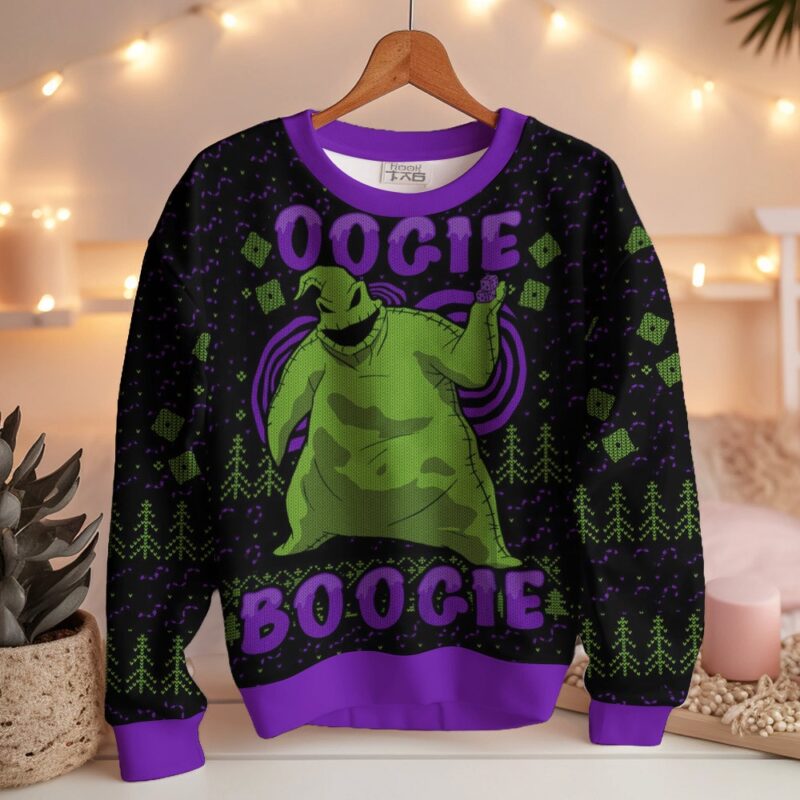 Hooktab Nightmare Before Christmas Oogie Boogie Ugly Christmas Sweater Hooktab Nightmare Before Christmas Oogie Boogie Ugly Christmas Sweater