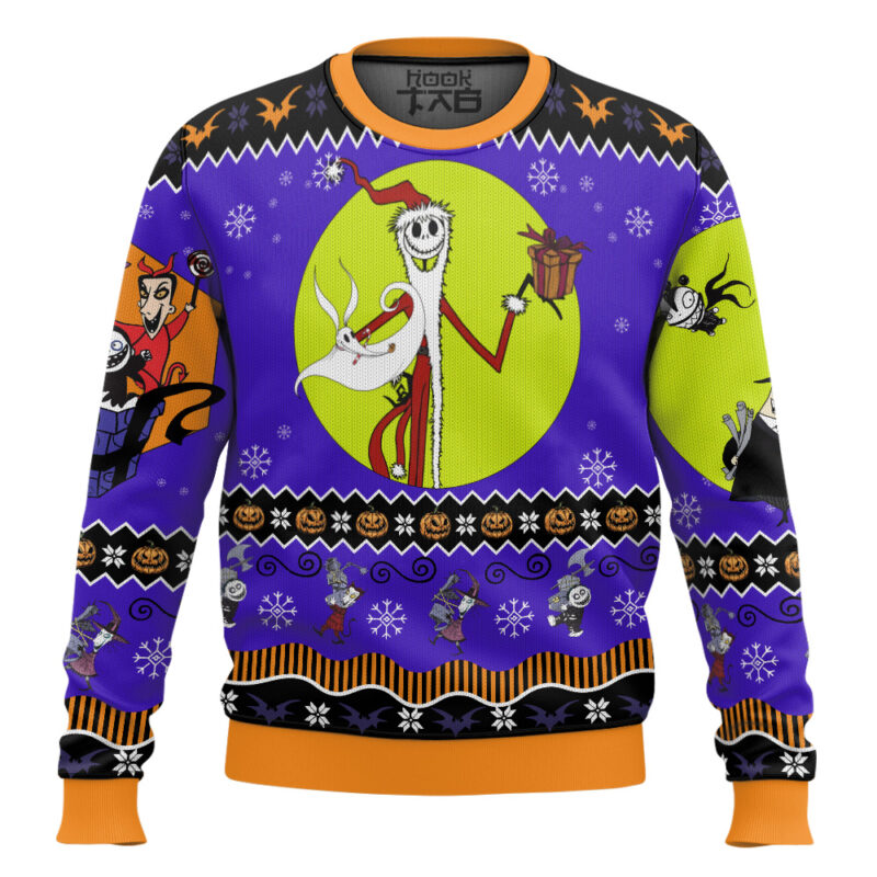Hooktab Nightmare Before Christmas Santa Ugly Christmas Sweater