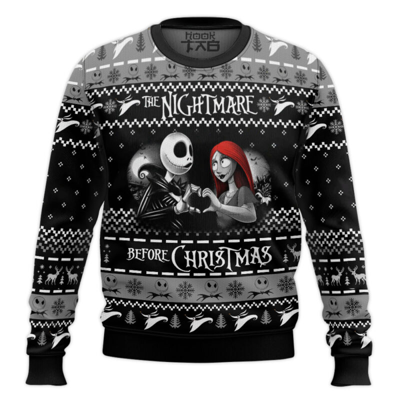 Hooktab Nightmare Before Xmas Jack Sally Ugly Christmas Sweater
