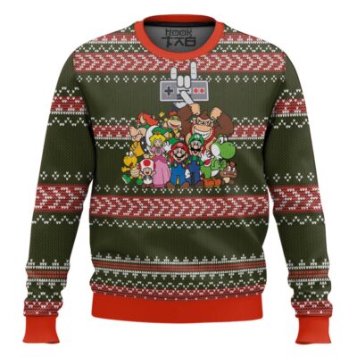 Hooktab Nintendo Characters Ugly Christmas Sweater