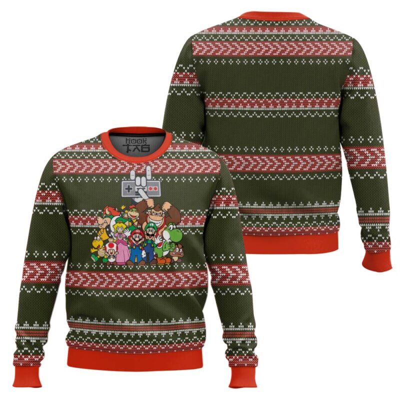 Hooktab Nintendo Characters Ugly Christmas Sweater Hooktab Nintendo Characters Ugly Christmas Sweater