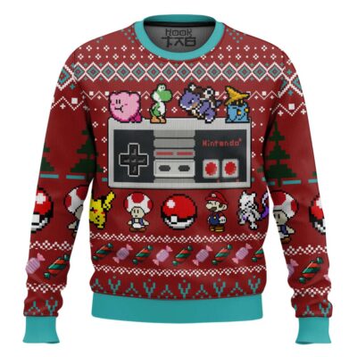 Hooktab Nintendo Controller Ugly Christmas Sweater