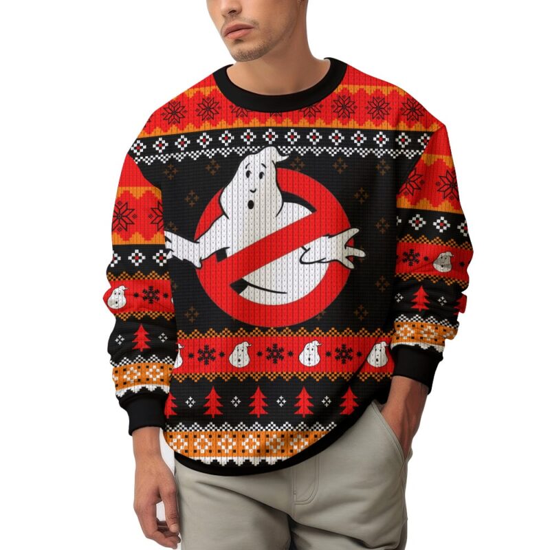 Hooktab No Ghost Ghostbusters Ugly Christmas Sweater Hooktab No Ghost Ghostbusters Ugly Christmas Sweater