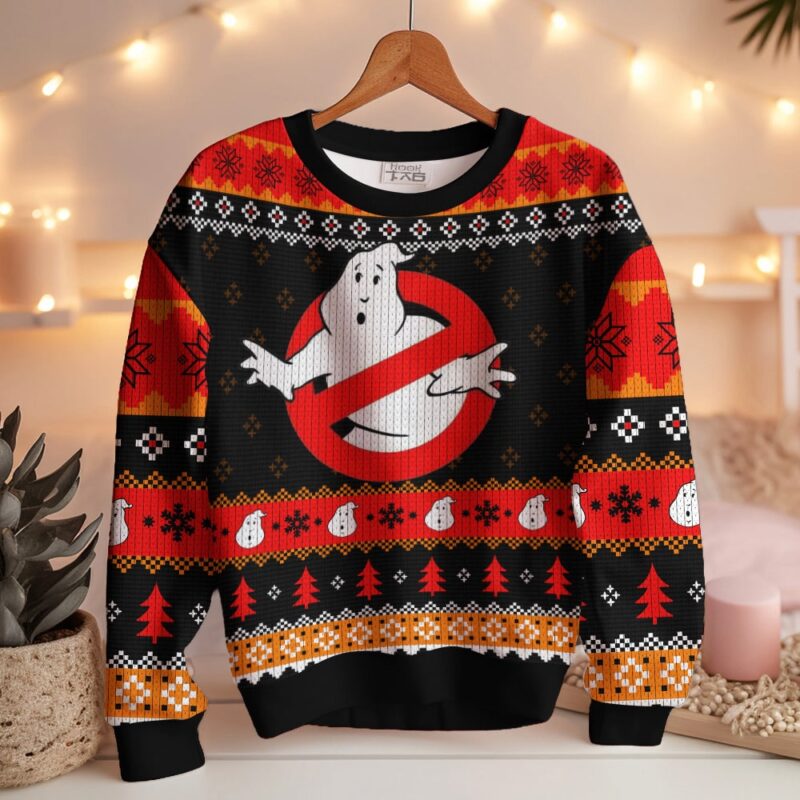 Hooktab No Ghost Ghostbusters Ugly Christmas Sweater Hooktab No Ghost Ghostbusters Ugly Christmas Sweater