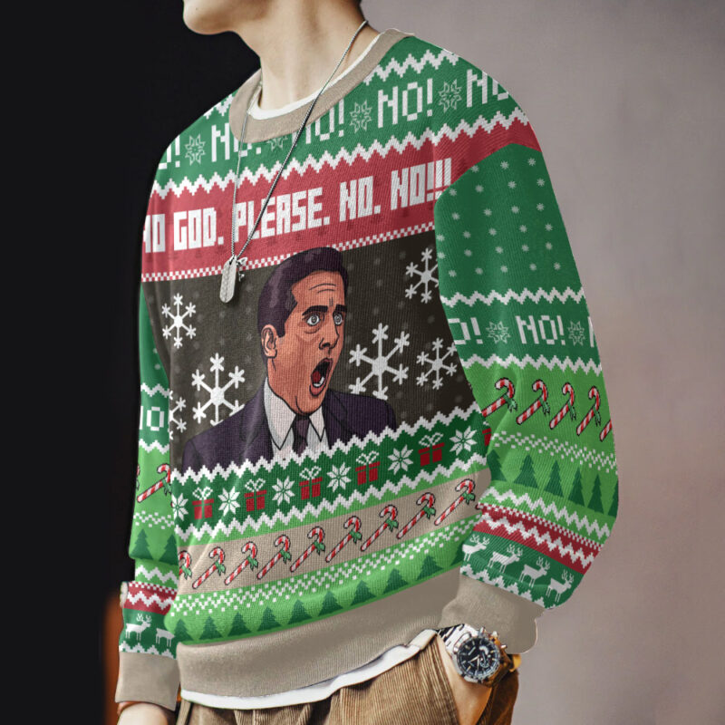 Hooktab No God Please No! Michael Scott The Office Ugly Christmas Sweater Hooktab No God Please No! Michael Scott The Office Ugly Christmas Sweater