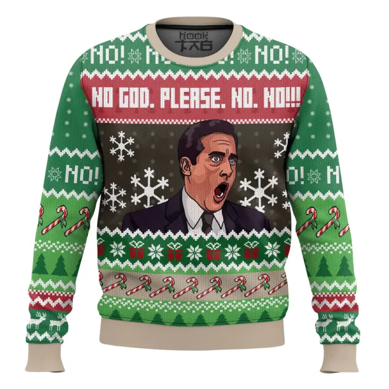 Hooktab No God Please No! Michael Scott The Office Ugly Christmas Sweater