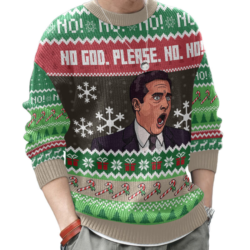Hooktab No God Please No! Michael Scott The Office Ugly Christmas Sweater Hooktab No God Please No! Michael Scott The Office Ugly Christmas Sweater