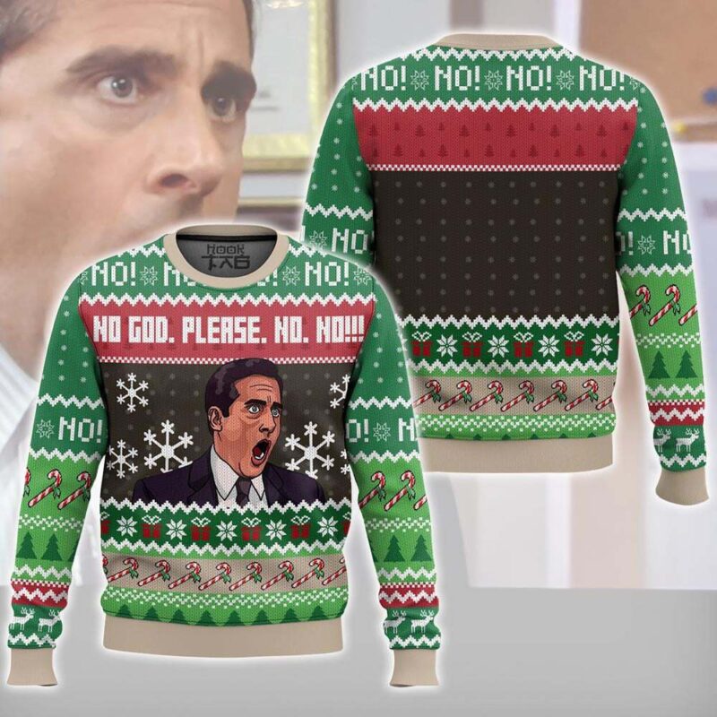 Hooktab No God Please No! Michael Scott The Office Ugly Christmas Sweater Hooktab No God Please No! Michael Scott The Office Ugly Christmas Sweater