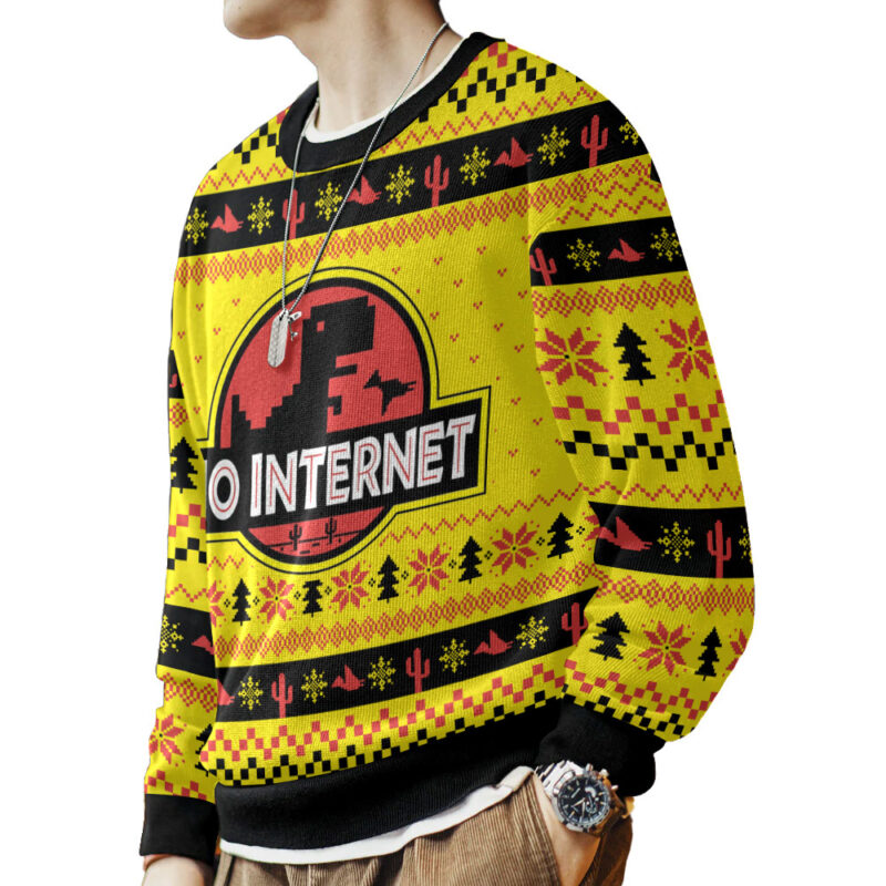 Hooktab No Internet Jurassic Park Ugly Christmas Sweater Hooktab No Internet Jurassic Park Ugly Christmas Sweater
