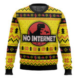 Hooktab No Internet Jurassic Park Ugly Christmas Sweater