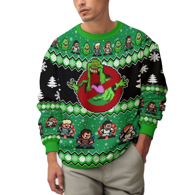 Hooktab No Slimer Ghostbusters Ugly Christmas Sweater Hooktab No Slimer Ghostbusters Ugly Christmas Sweater