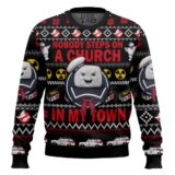 Hooktab Nobody Steps On A Church In My Town Ghostbusters Ugly Christmas Sweater