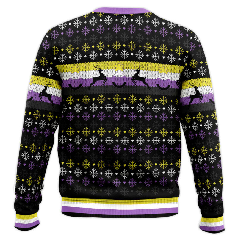 Hooktab Nonbinary Flag LGBT Support Ugly Christmas Sweater Hooktab Nonbinary Flag LGBT Support Ugly Christmas Sweater