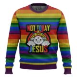 Hooktab Not Today Jesus Ugly Christmas Sweater