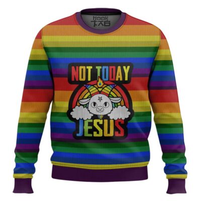 Hooktab Not Today Jesus Ugly Christmas Sweater