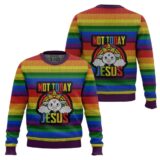 Hooktab Not Today Jesus Ugly Christmas Sweater