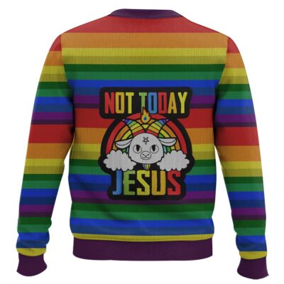 Hooktab Not Today Jesus Ugly Christmas Sweater