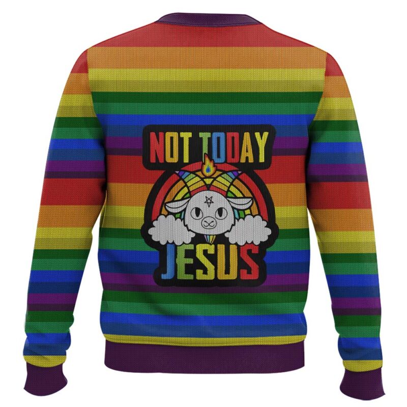 Hooktab Not Today Jesus Ugly Christmas Sweater Hooktab Not Today Jesus Ugly Christmas Sweater