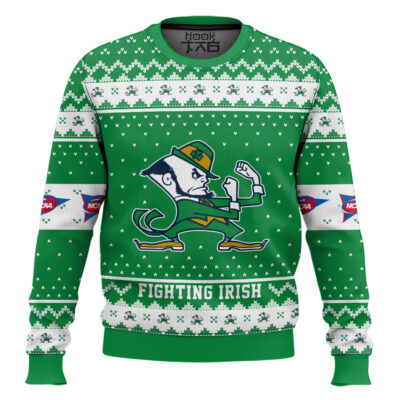 Hooktab Notre Dame Fighting Irish - Custom Name And Number Ugly Christmas Sweater