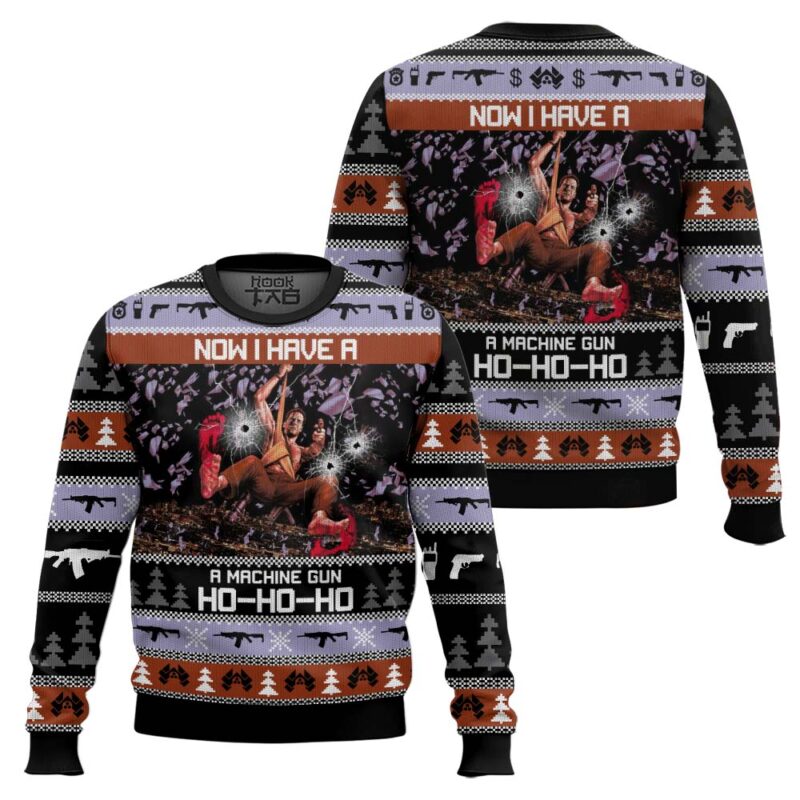 Hooktab Now I Have A Machine Gun Ho-Ho-Ho Die Hard Ugly Christmas Sweater Hooktab Now I Have A Machine Gun Ho-Ho-Ho Die Hard Ugly Christmas Sweater