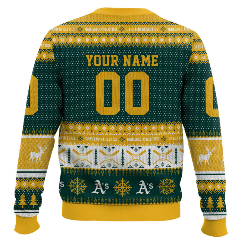 Hooktab Oakland Athletics - Custom Name And Number Ugly Sweater Hooktab Oakland Athletics - Custom Name And Number Ugly Sweater