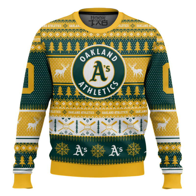 Hooktab Oakland Athletics - Custom Name And Number Ugly Sweater