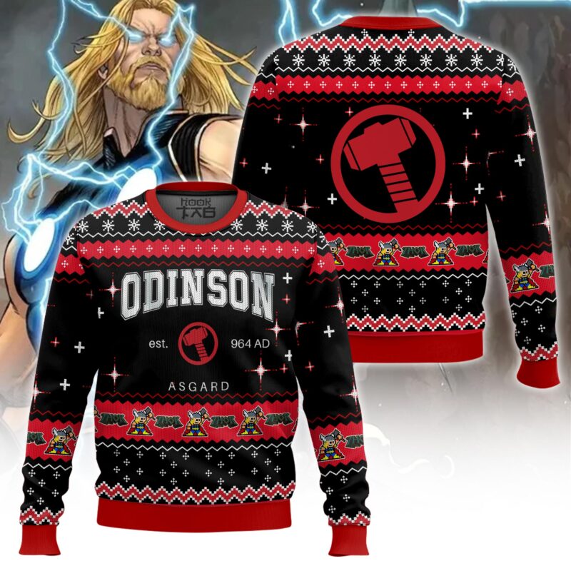Hooktab Odinson Thor Marvel Ugly Christmas Sweater Hooktab Odinson Thor Marvel Ugly Christmas Sweater
