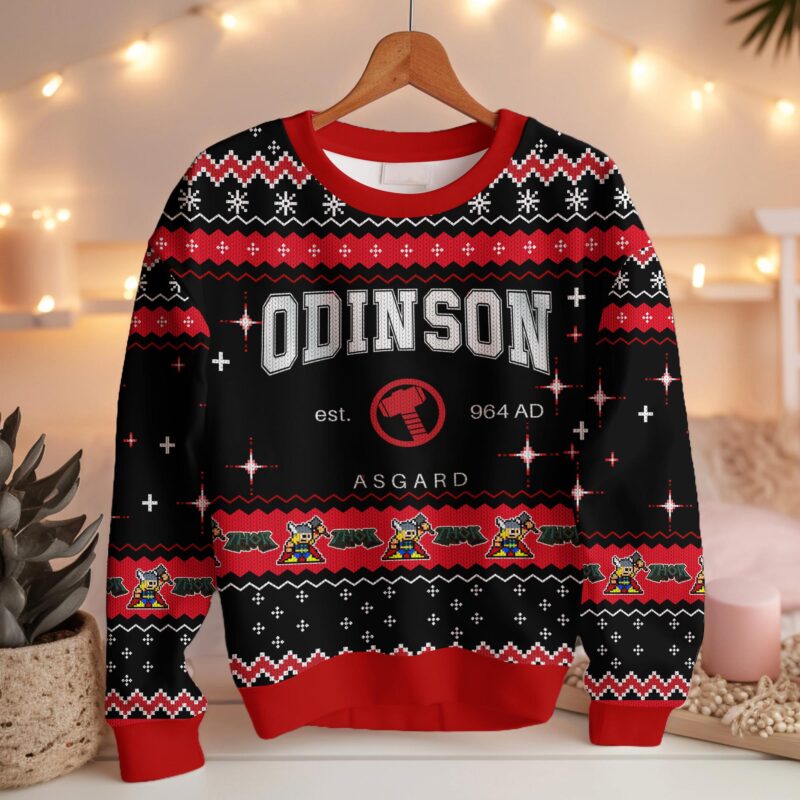 Hooktab Odinson Thor Marvel Ugly Christmas Sweater Hooktab Odinson Thor Marvel Ugly Christmas Sweater
