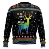 Hooktab Oh Deer I'm Queer LGBT Support Ugly Christmas Sweater