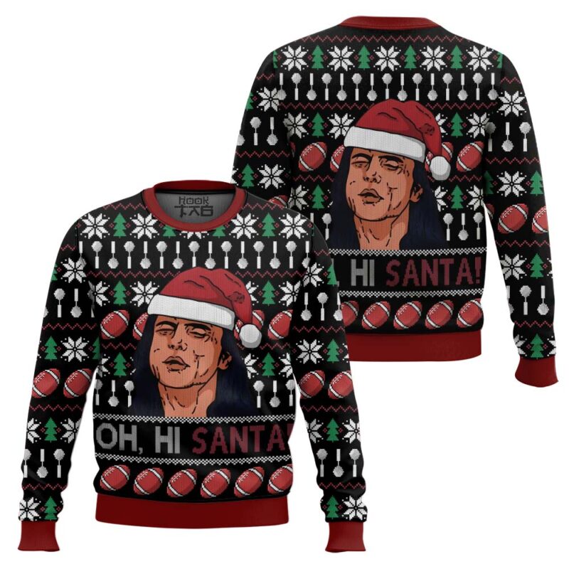 Hooktab Oh, Hi Santa The Room Ugly Christmas Sweater Hooktab Oh, Hi Santa The Room Ugly Christmas Sweater