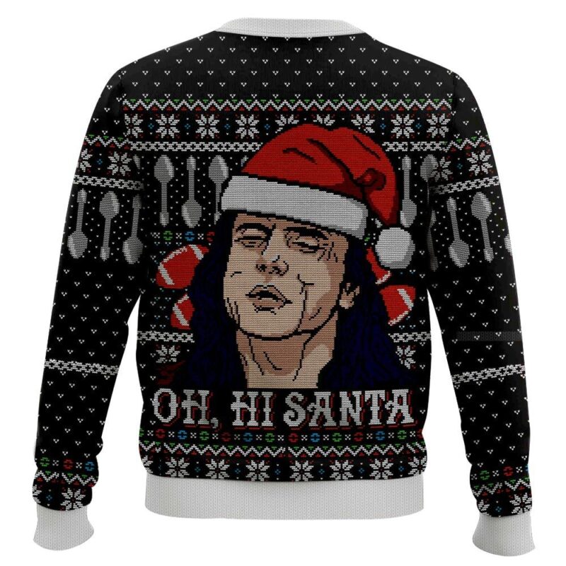 Hooktab Oh Hi, Santa Tommy Wiseau Ugly Christmas Sweater Hooktab Oh Hi, Santa Tommy Wiseau Ugly Christmas Sweater