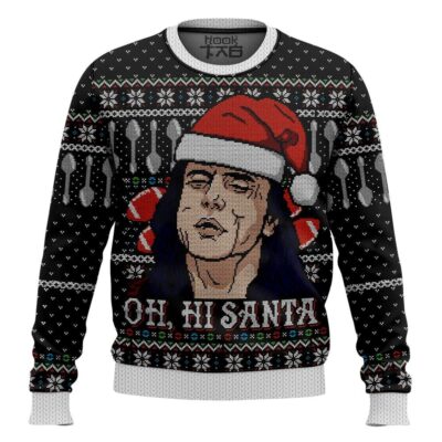 Hooktab Oh Hi, Santa Tommy Wiseau Ugly Christmas Sweater