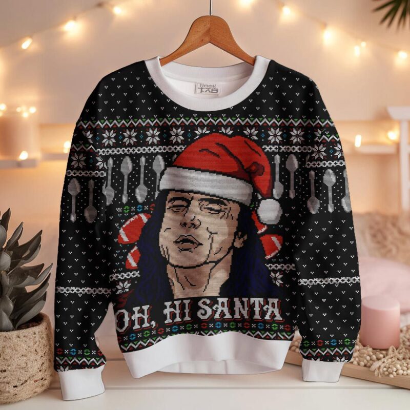 Hooktab Oh Hi, Santa Tommy Wiseau Ugly Christmas Sweater Hooktab Oh Hi, Santa Tommy Wiseau Ugly Christmas Sweater